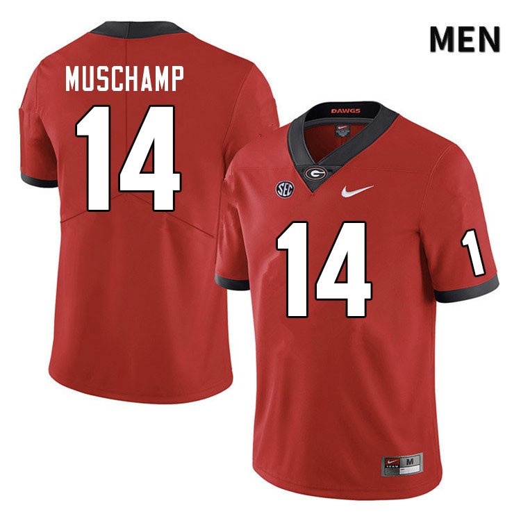 Georgia Bulldogs Men's Jackson Muschamp #14 Red Stitched College UGA Football Jersey 23PY016QS